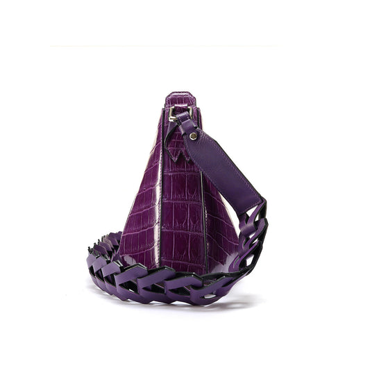 Purple Luna Crocodile Leather Shoulder Bag Bellabags Bellabags