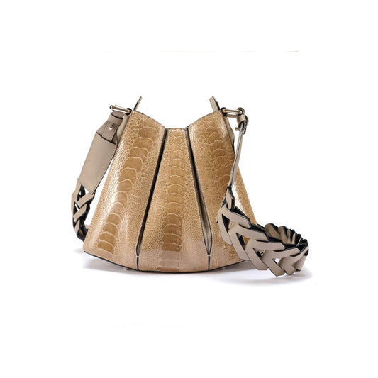 Nude Luna Ostrich Leather Shoulder Bag Bellabags Bellabags