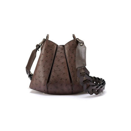 Dark Brown Luna Ostrich Leather Shoulder Bag Bellabags Bellabags