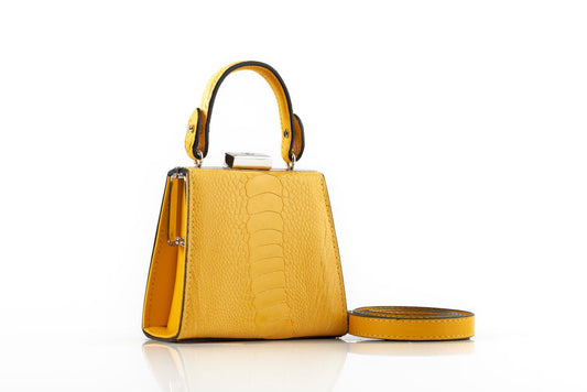 Yellow Vegas Ostrich Leather Micro Bag Bellabags Bellabags