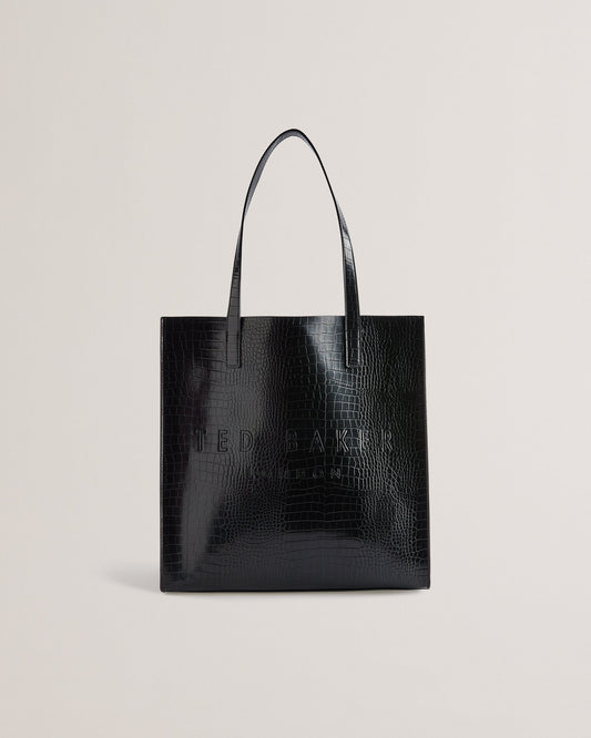 Women's Croccon-Croc Effect Large Icon Bag Black Ted Baker South Africa Bellabags