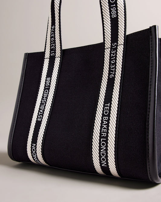 Women's Georjea-Branded Webbing Canvas Small Tote Black Ted Baker South Africa Bellabags