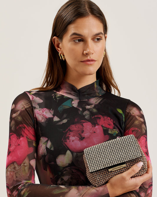 Women's Gliters-Crystal Mini Crossbody Bag Gold-Col Ted Baker South Africa Bellabags