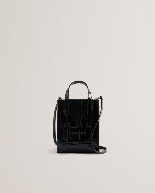 Women's Gatocon-Croc Effect Mini Icon Bag Jet-Black Ted Baker South Africa Bellabags