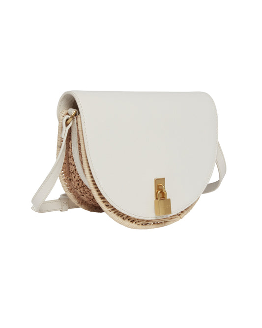 Women's Oxfordd-Padlock Detail Rattan Saddle Bag Ecru Ted Baker South Africa Bellabags