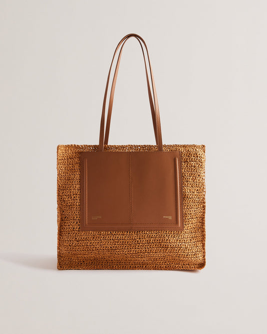 Women's Ashvi-Raffia Large Tote Bag Brown Ted Baker South Africa Bellabags