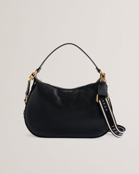 Women's Esiah-Webbing Slouchy Leather Hobo Bag Black Ted Baker South Africa Bellabags