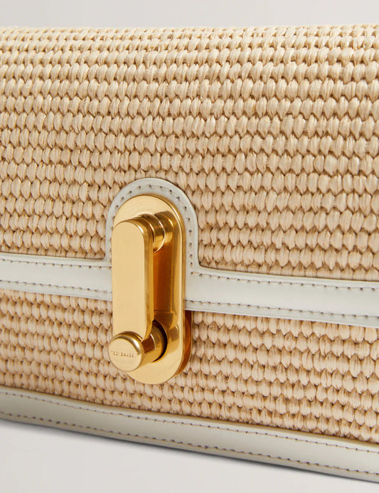 Women's KKASSIE-Twist Lock Small Raffia Crossbody Bag Ted Baker South Africa Bellabags