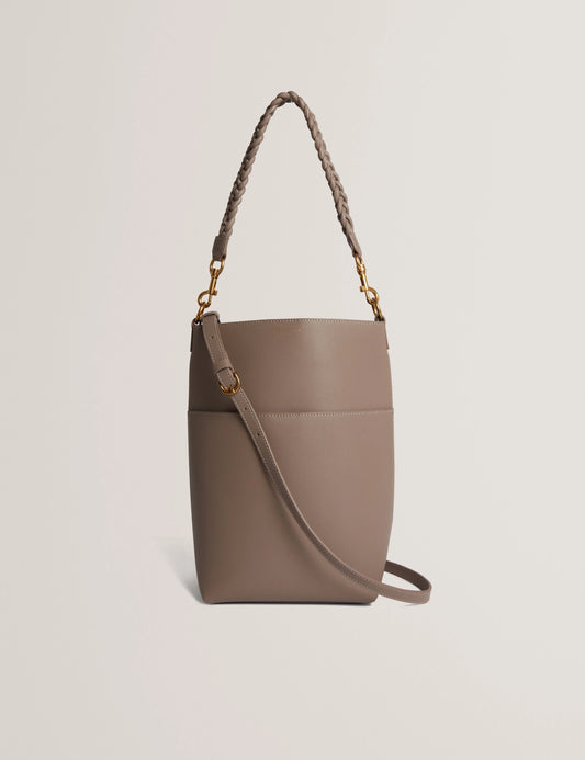 WANNDA: Weave Handle Leather Medium Bucket Bag - Bellabags Ted Baker