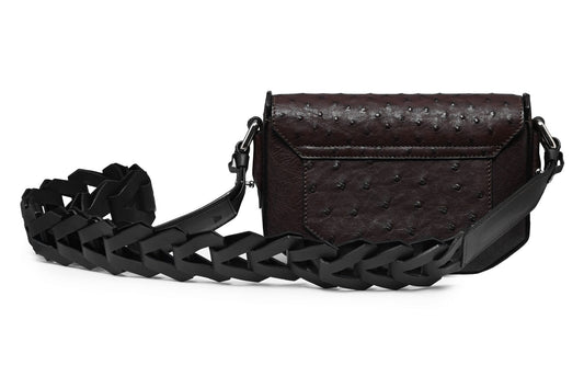 Dark Brown Lee Ostrich Leather Shoulder Bag Bellabags Bellabags