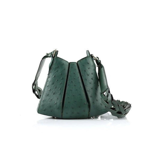 Green Luna Ostrich Leather Shoulder Bag Bellabags Bellabags