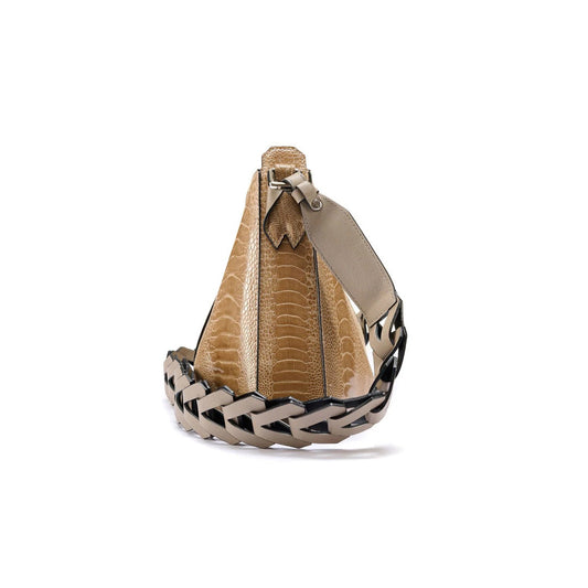 Nude Luna Ostrich Leather Shoulder Bag Bellabags Bellabags