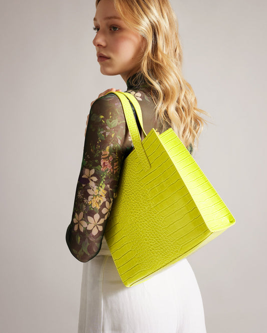 Women's Reptcon-Croc Effect Small Icon Bag Lime Ted Baker South Africa