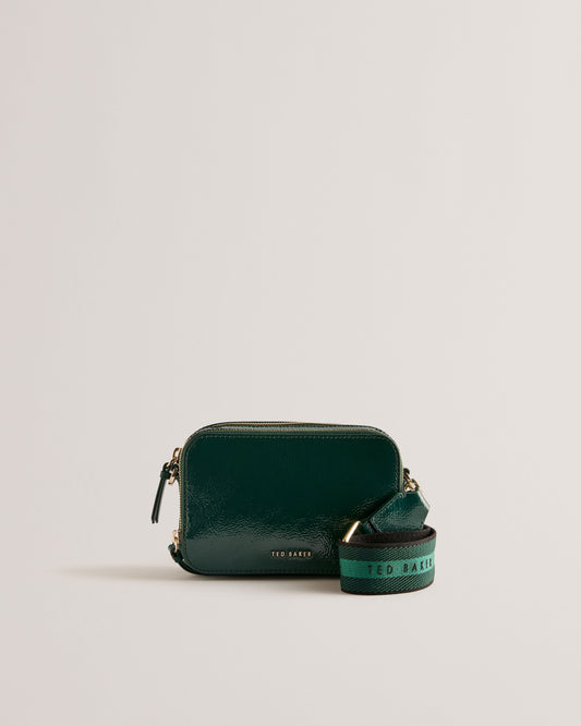 Women's Stunwa-Webbing Leather Crinkle Crossbody Mid-Green Ted Baker South Africa Bellabags