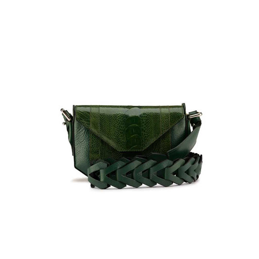Green Lee Ostrich Leg Leather Shoulder Bag Bellabags Bellabags