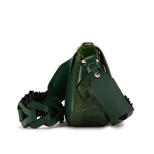 Green Lee Ostrich Leg Leather Shoulder Bag Bellabags Bellabags