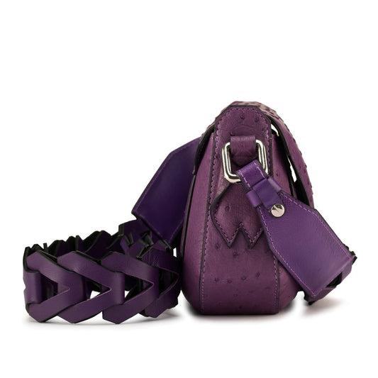 Purple Lee Ostrich Quill Leather Shoulder Bag Bellabags Bellabags