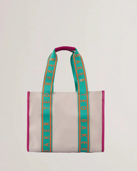 Women's Georjia-Branded Webbing Canvas Medium Tote White Ted Baker South Africa Bellabags