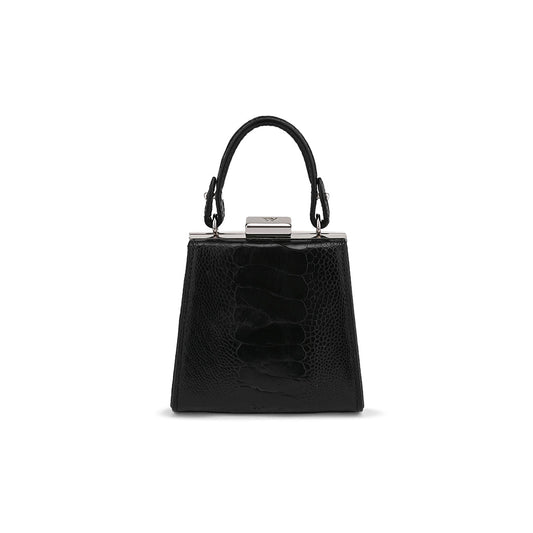 Black Vegas Ostrich Leg Leather Micro Bag Bellabags Bellabags