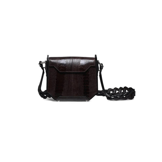 Dark Brown Lia Ostrich Leather Shoulder Bag Bellabags Bellabags