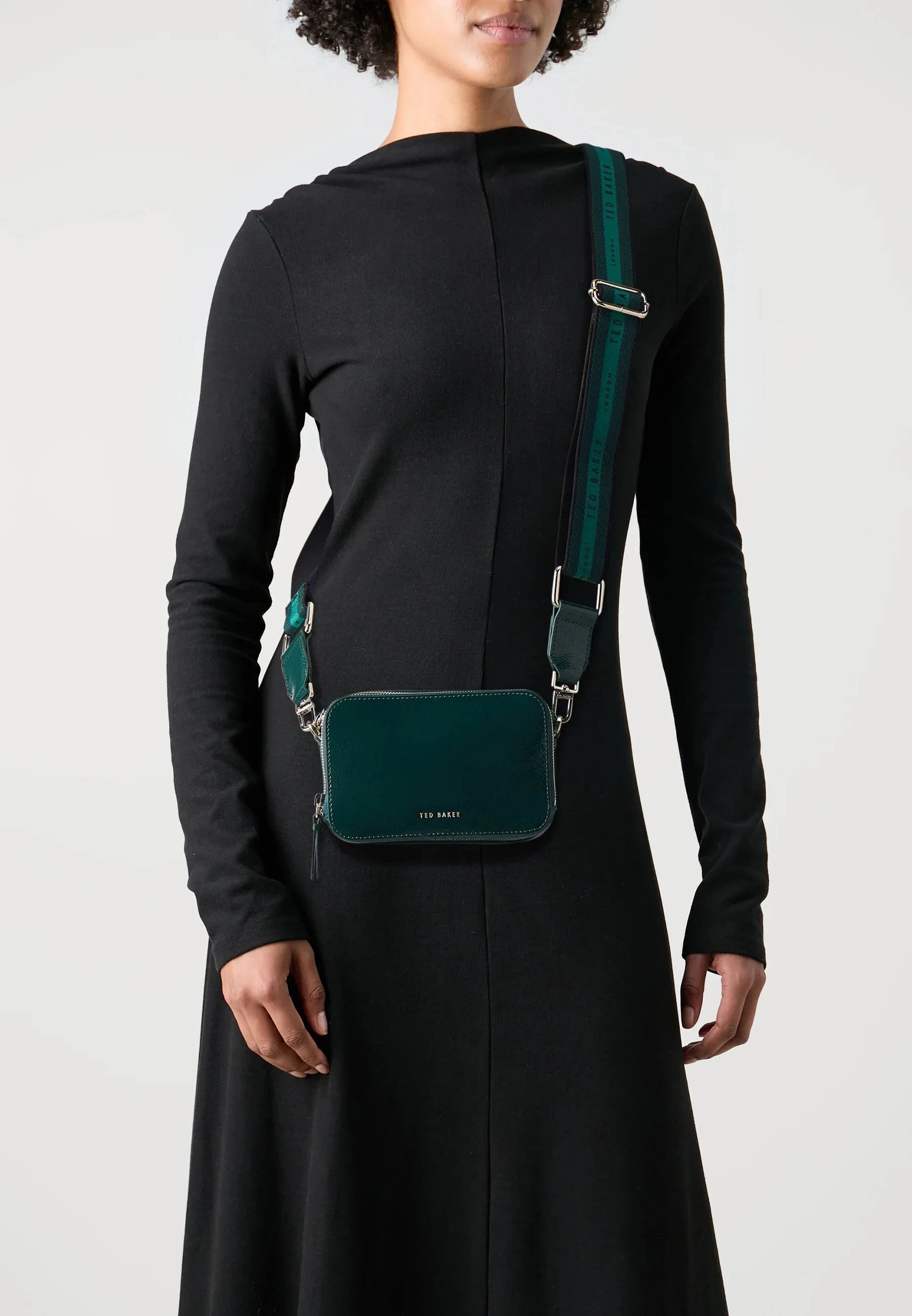 Women's Stunwa-Webbing Leather Crinkle Crossbody Mid-Green Ted Baker South Africa