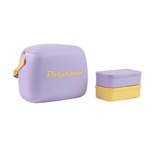 Polarbox Retro Cooler Box 6L Lilac Yellow | Includes 2 Lunch Boxes - By Polarbox - Invoque