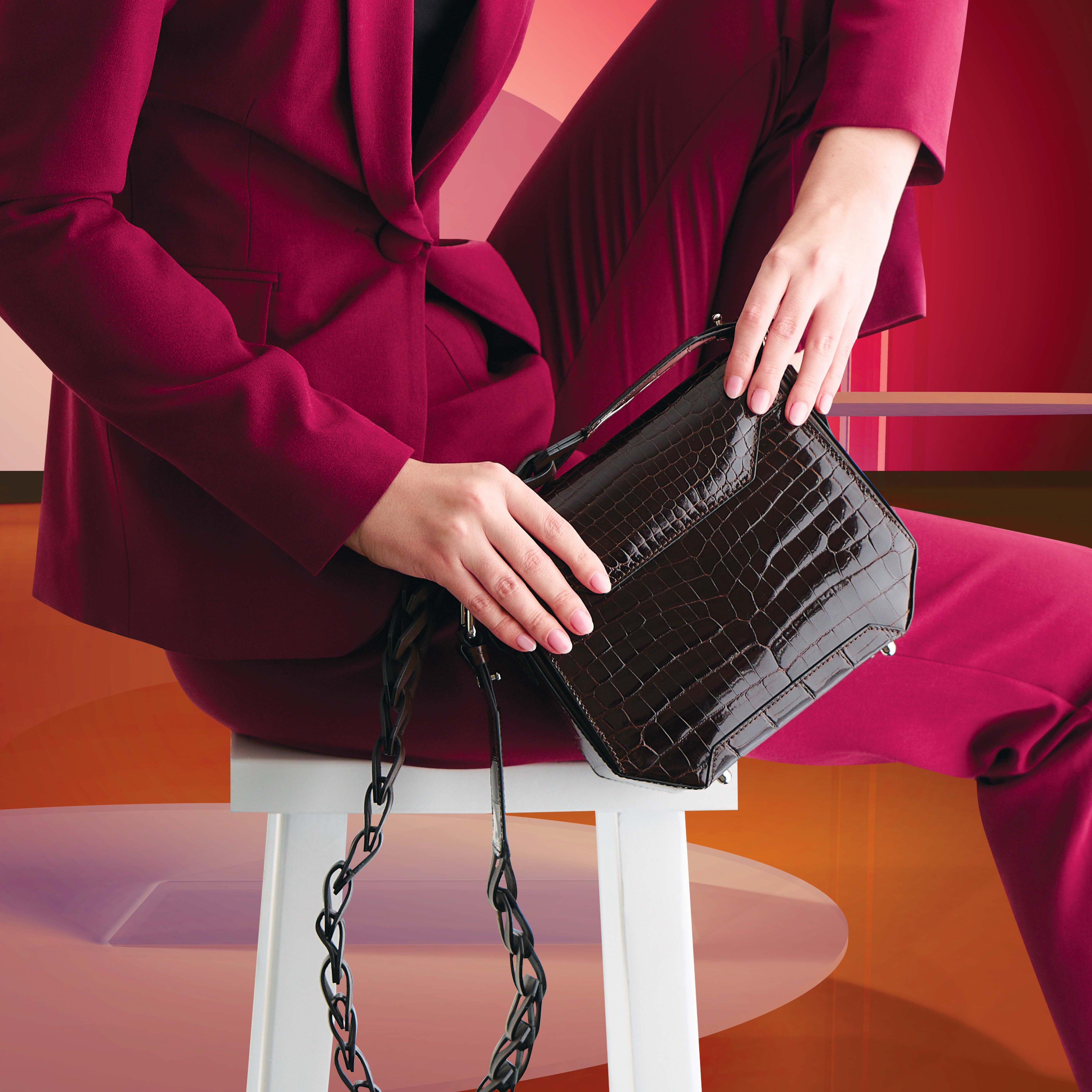 Red Lia Ostrich Leather Shoulder Bag Bellabags Bellabags