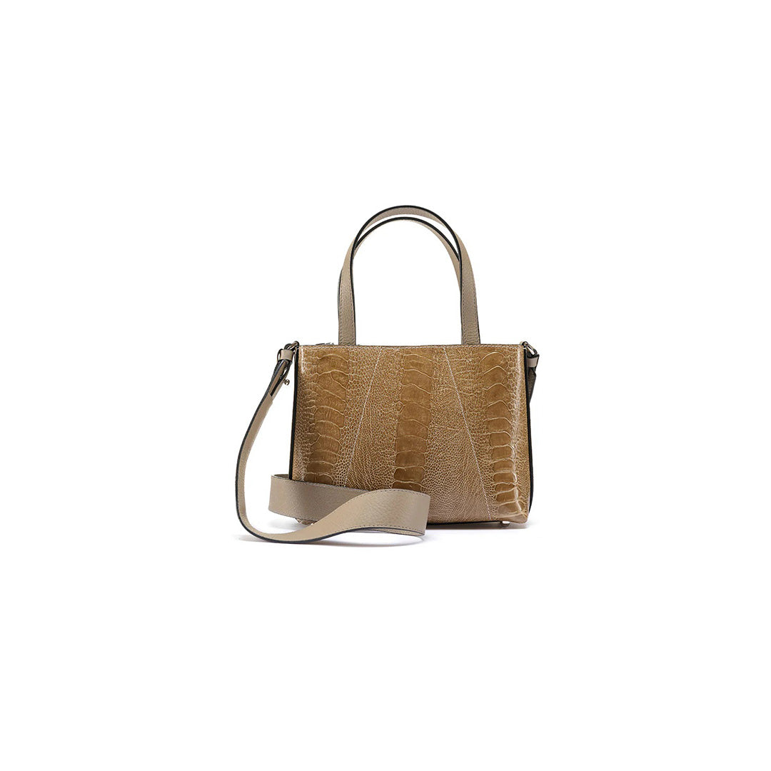 Nude Lily Ostrich Leather Shoulder Bag Bellabags Bellabags