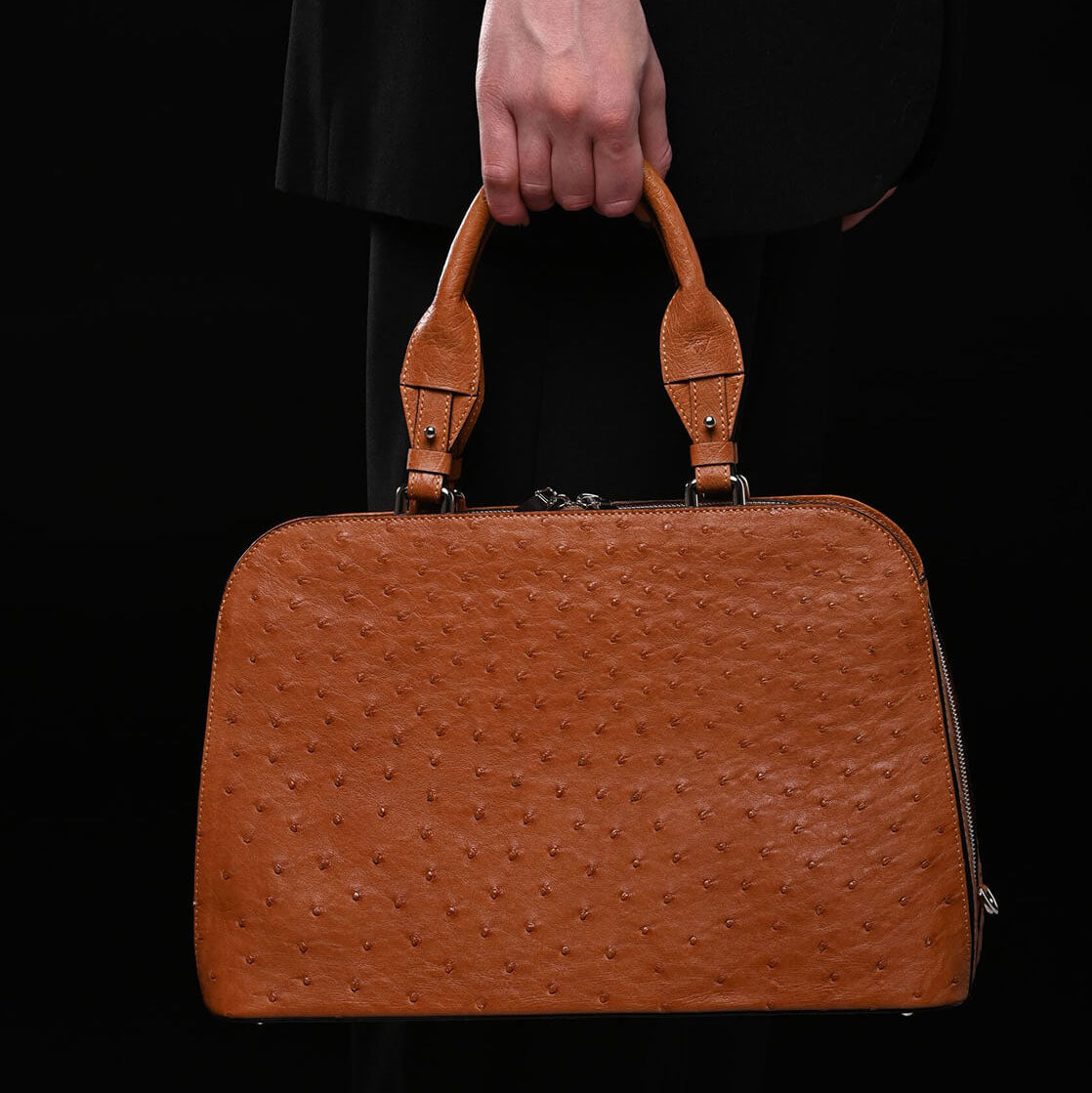 Light Brown Lexington Ostrich Leather Business Bag Bellabags Bellabags