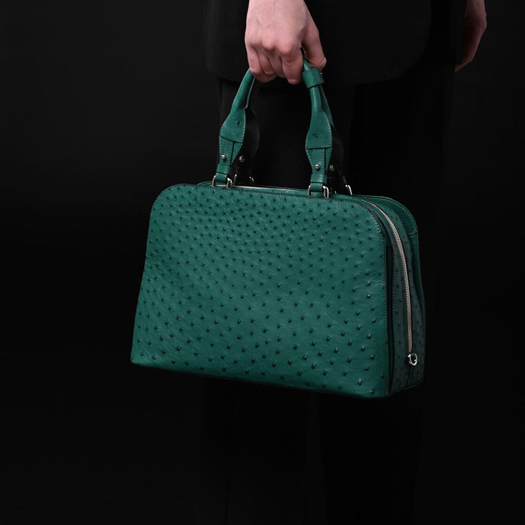 Green Lexington Ostrich Leather Business Bag Bellabags Bellabags