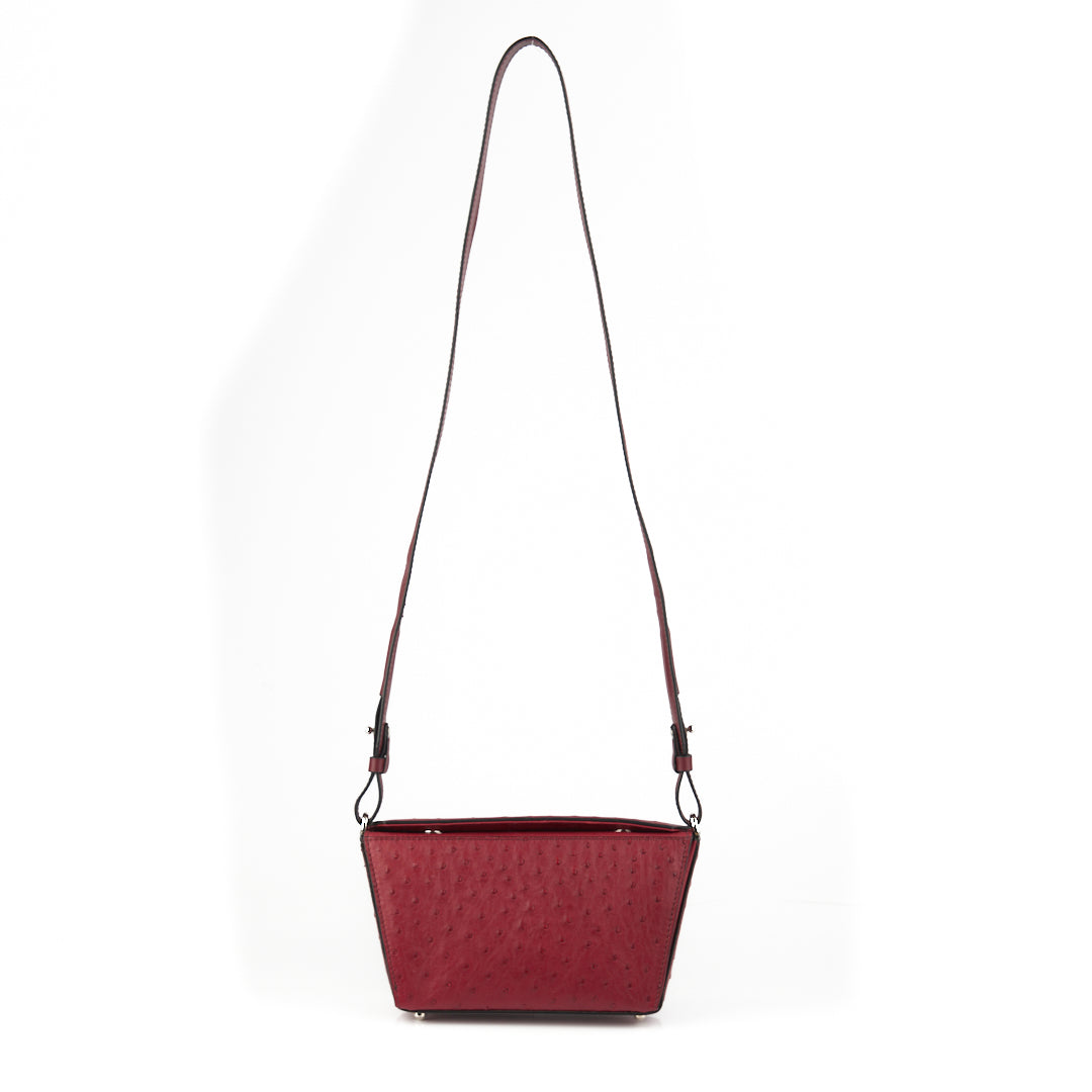 Red Lottie Ostrich Leather Crossbody Bag Bellabags Bellabags
