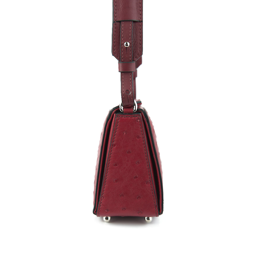 Red Lottie Ostrich Leather Crossbody Bag Bellabags Bellabags