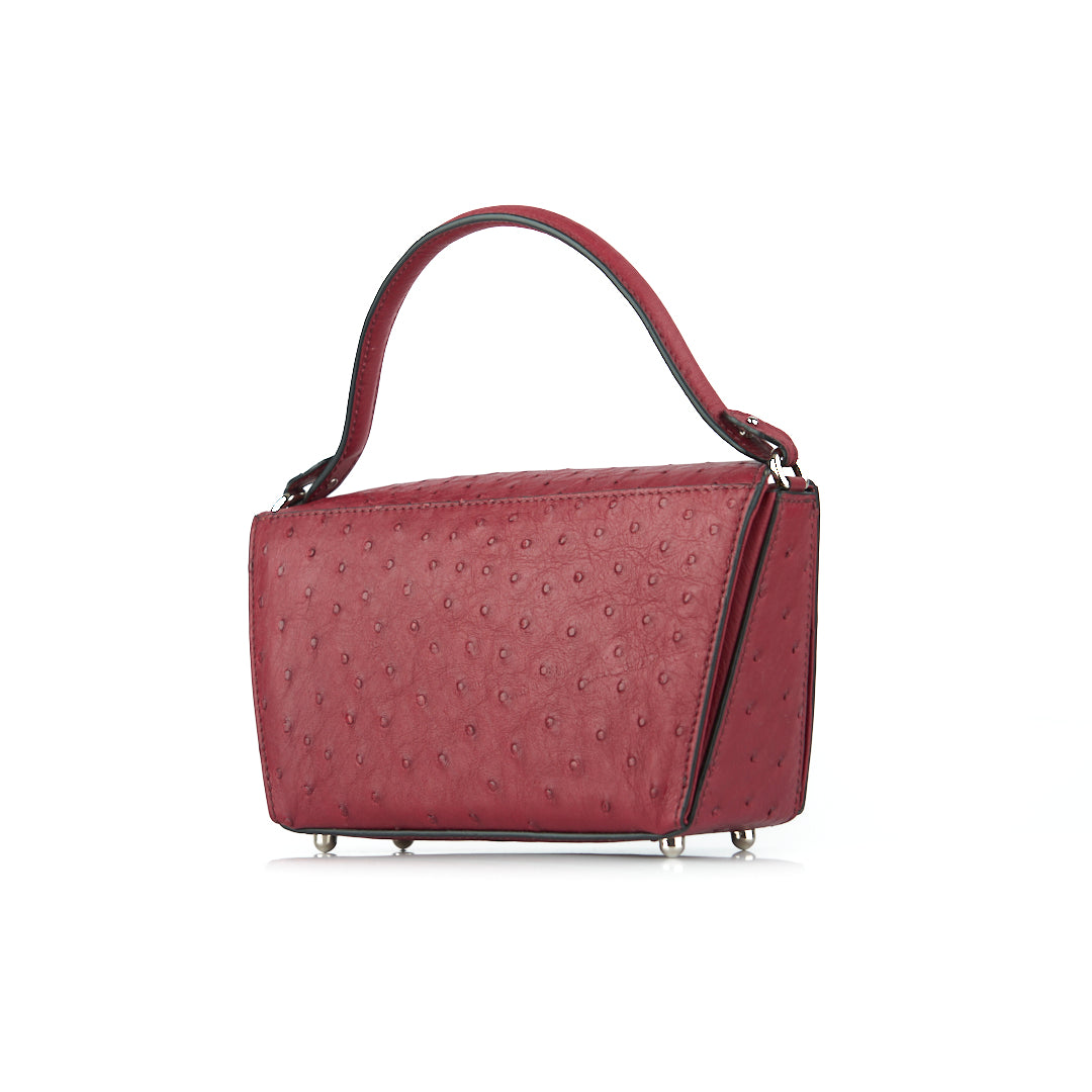 Red Lottie Ostrich Leather Crossbody Bag Bellabags Bellabags