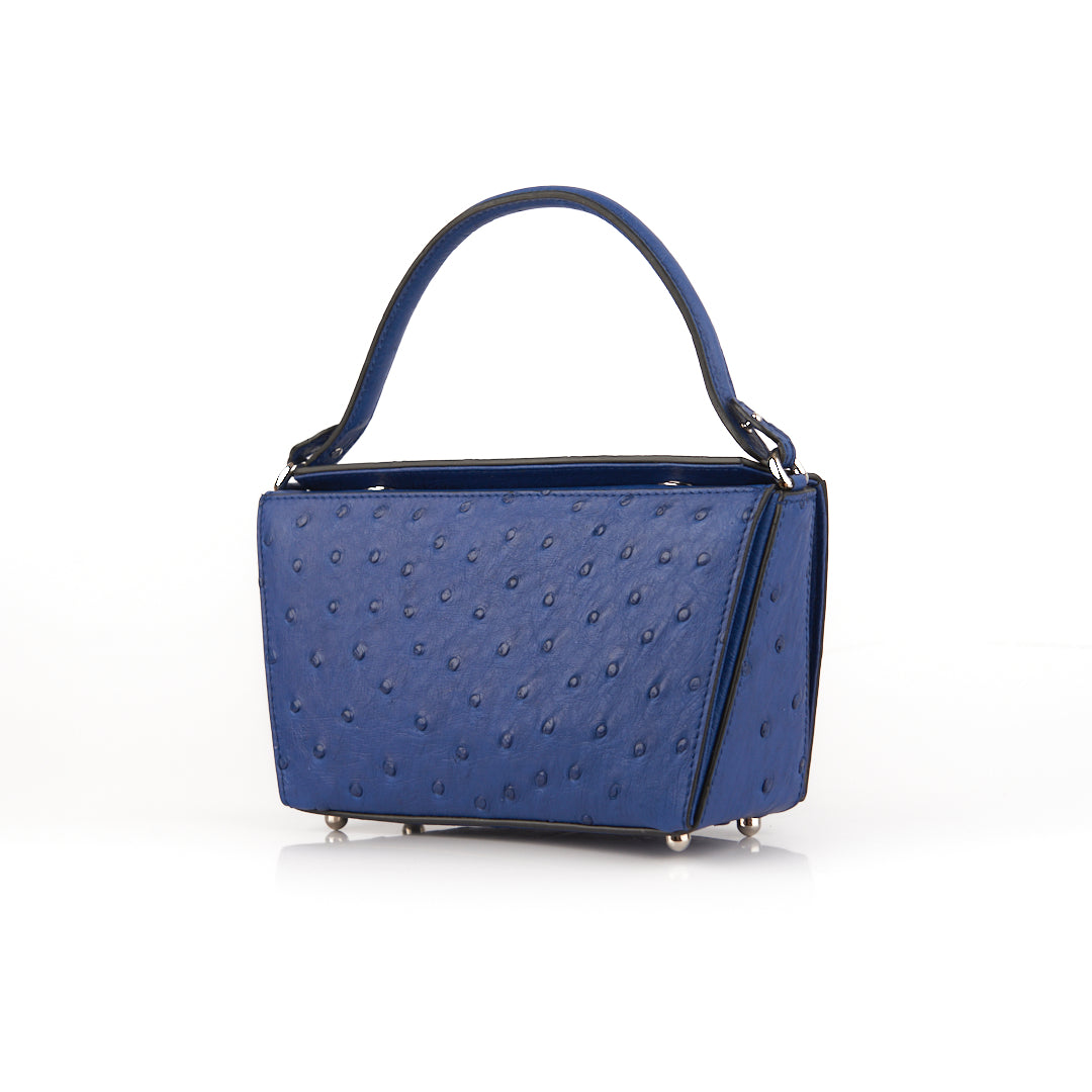 Blue Lottie Ostrich Quill Leather Crossbody Bag Bellabags Bellabags
