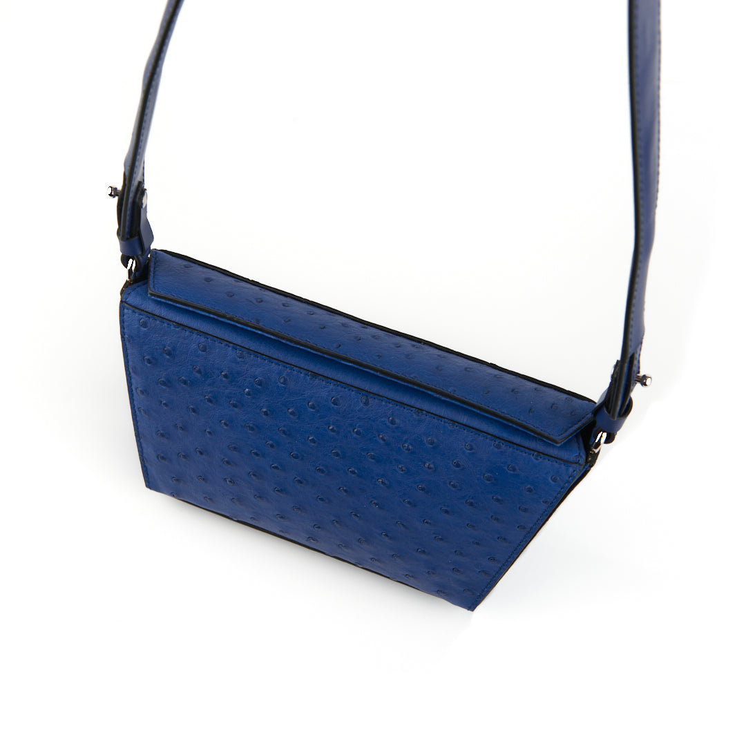 Blue Lottie Ostrich Quill Leather Crossbody Bag Bellabags Bellabags