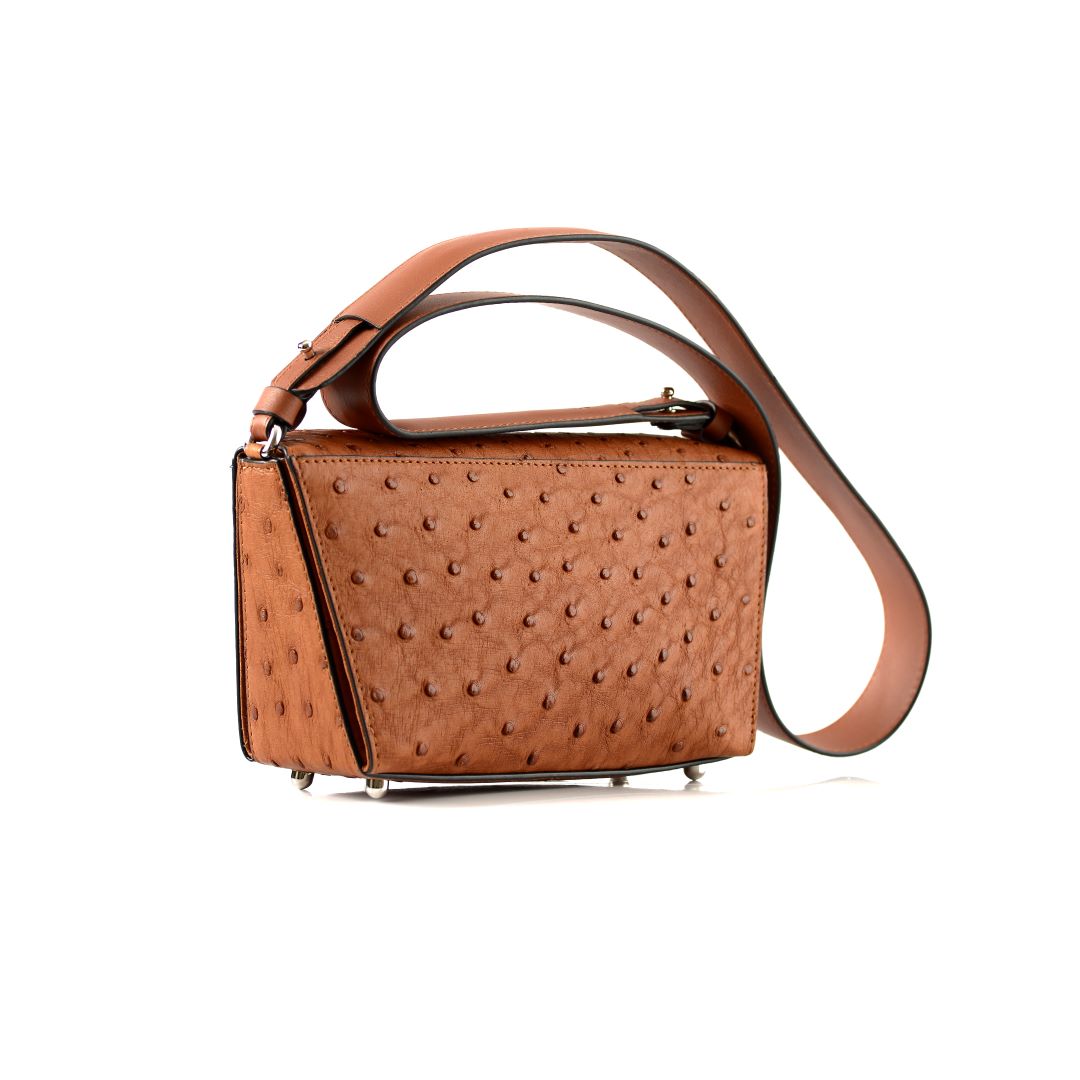 Light Brown Lottie Ostrich Leather Crossbody Bag Bellabags Bellabags