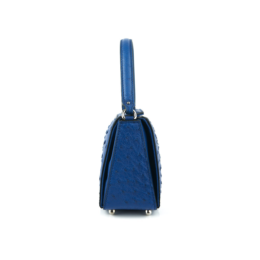 Blue Lottie Ostrich Quill Leather Crossbody Bag Bellabags Bellabags