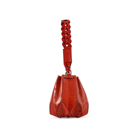 Red Venutti Ostrich Leather Bucket Bag Bellabags Bellabags