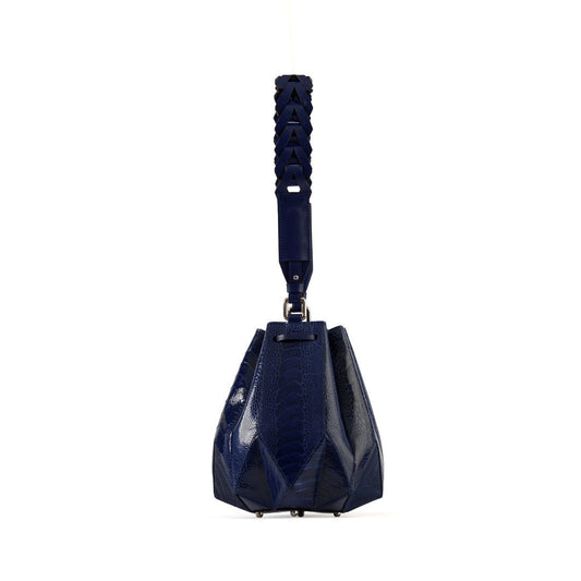 Blue Venutti Ostrich Leather Bucket Bag Bellabags Bellabags
