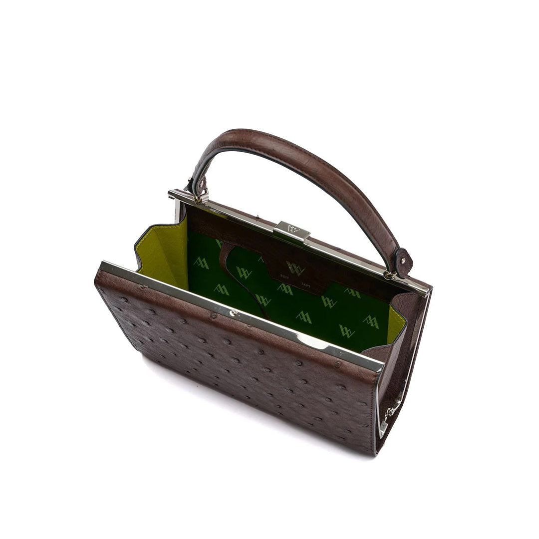 Dark Brown Libby Ostrich Leather Evening Bag Bellabags Bellabags