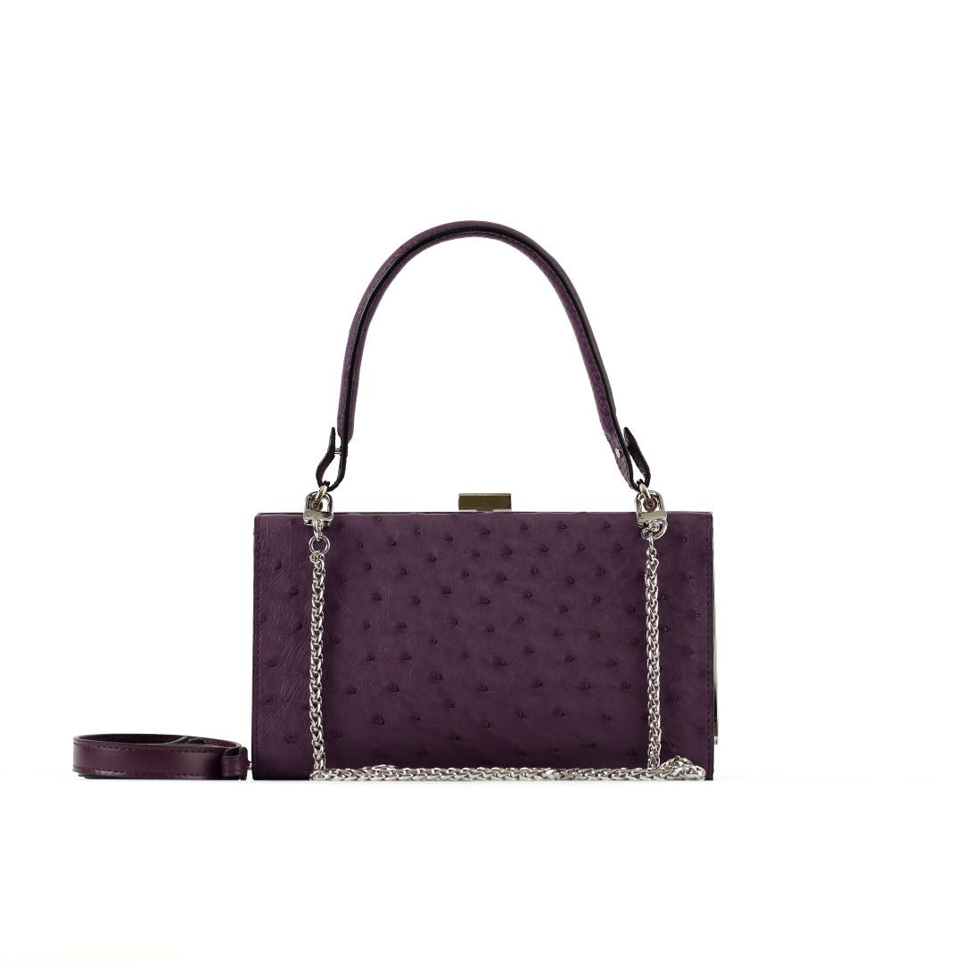 Purple Libby Ostrich Leather Evening Bag Bellabags Bellabags