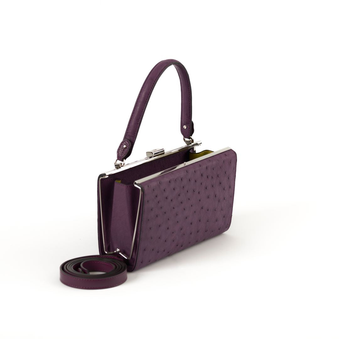 Purple Libby Ostrich Leather Evening Bag Bellabags Bellabags