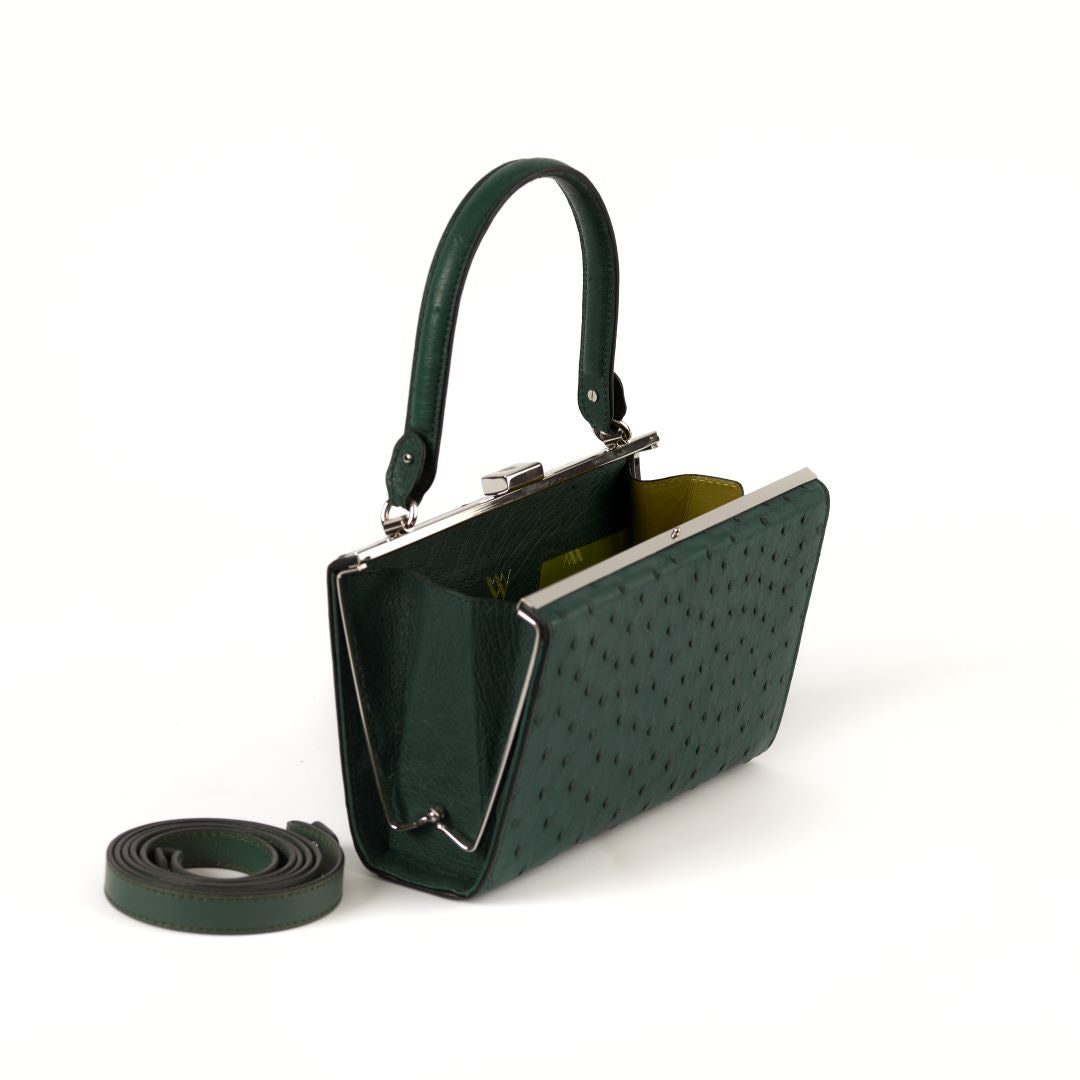 Green Libby Ostrich Leather Evening Bag Bellabags Bellabags