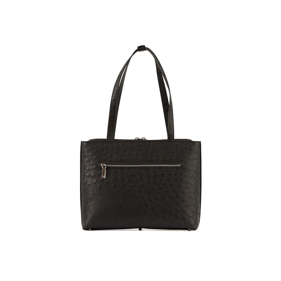 Black Lilibet Ostrich Leather Tote Bag Bellabags Bellabags