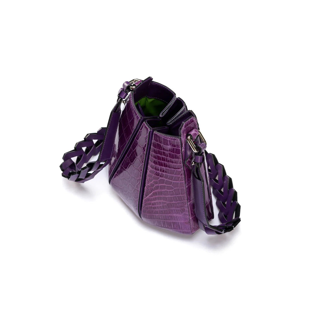 Purple Luna Crocodile Leather Shoulder Bag Bellabags Bellabags