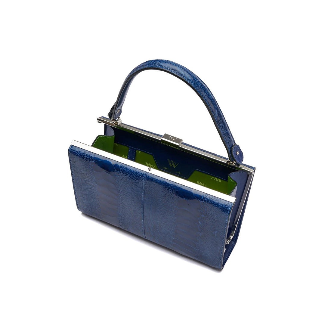 Blue Libby Ostrich Leather Evening Bag Bellabags Bellabags