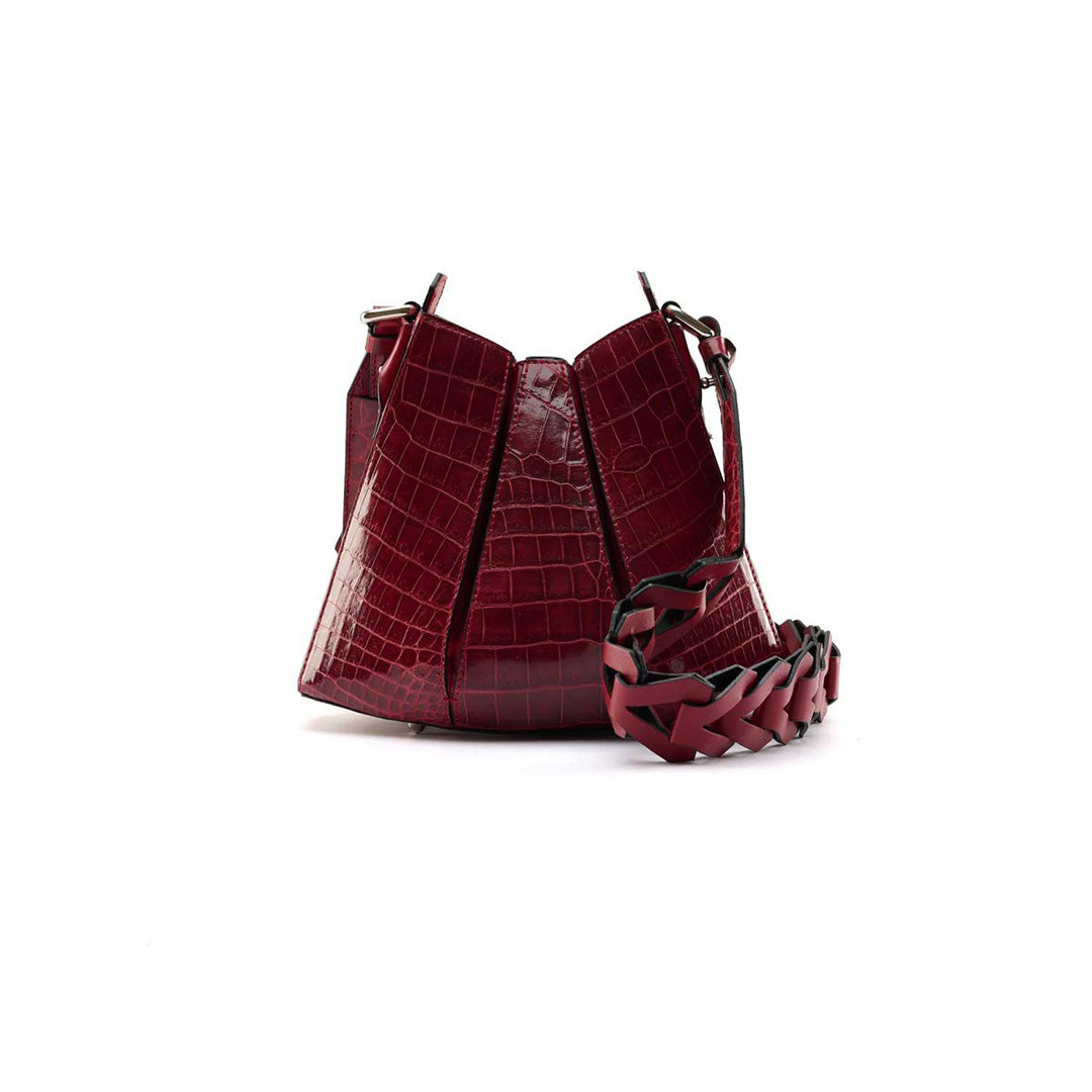 Red Luna Crocodile Leather Shoulder Bag Bellabags Bellabags