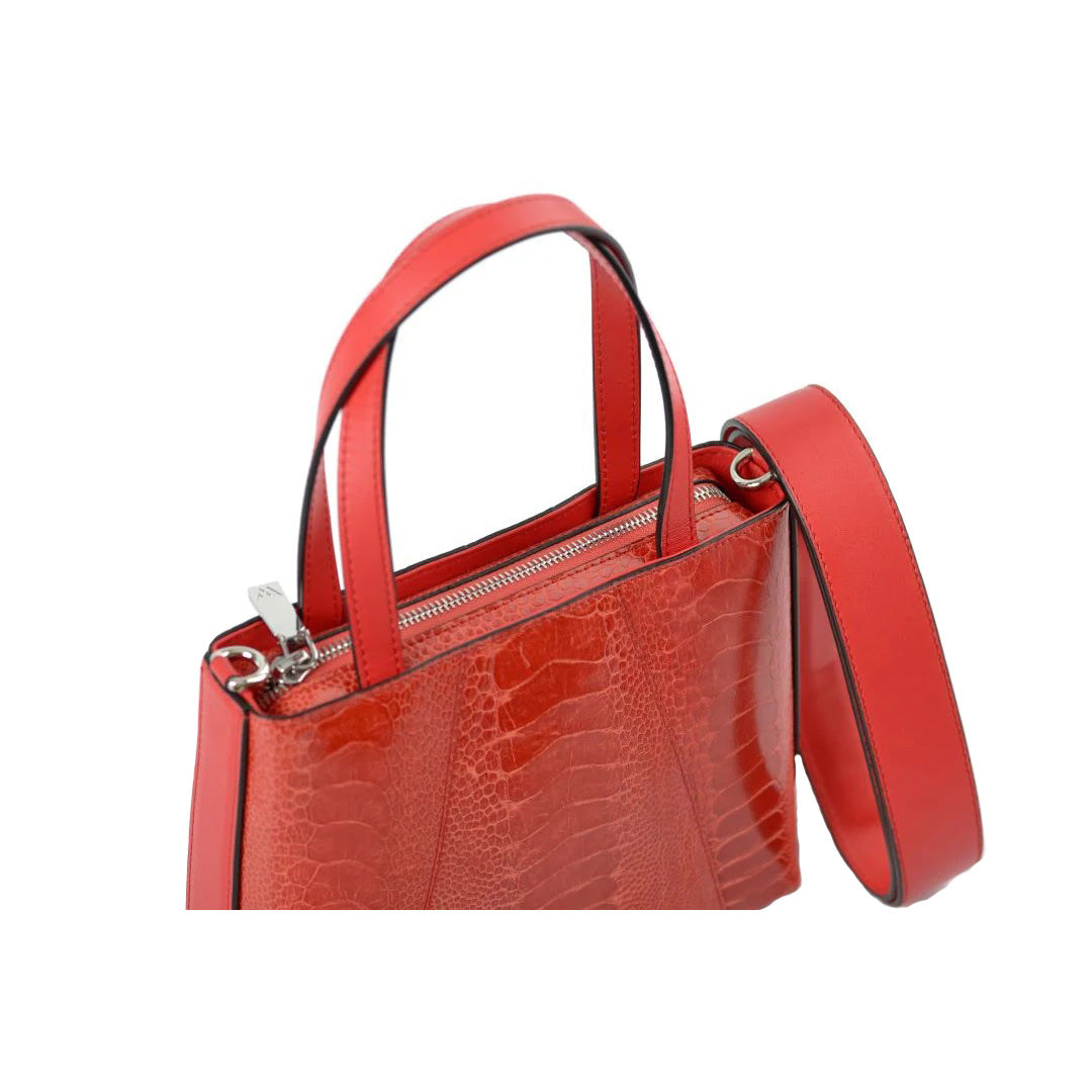 Red Lily Ostrich Leather Shoulder Bag Bellabags Bellabags