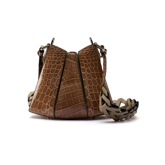 Nude Luna Crocodile Leather Shoulder Bag Bellabags Bellabags