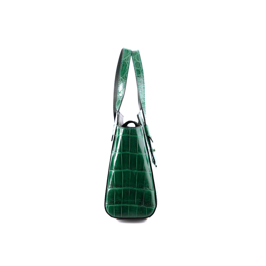 Green Lorelai Crocodile Leather Shoulder Bag Bellabags Bellabags